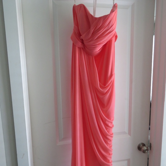 Coral Strapless Dress - Picture 1 of 2